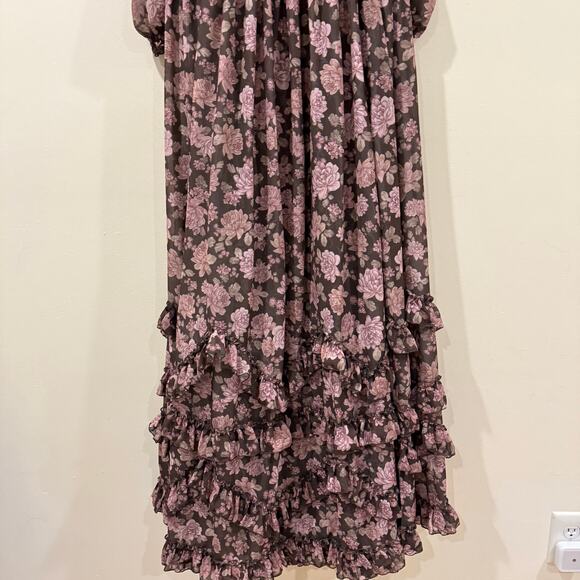 Anthropologie X V. Chapman Carmella Corset Side-Slit Chiffon Maxi Dress Size 12 - Picture 7 of 11